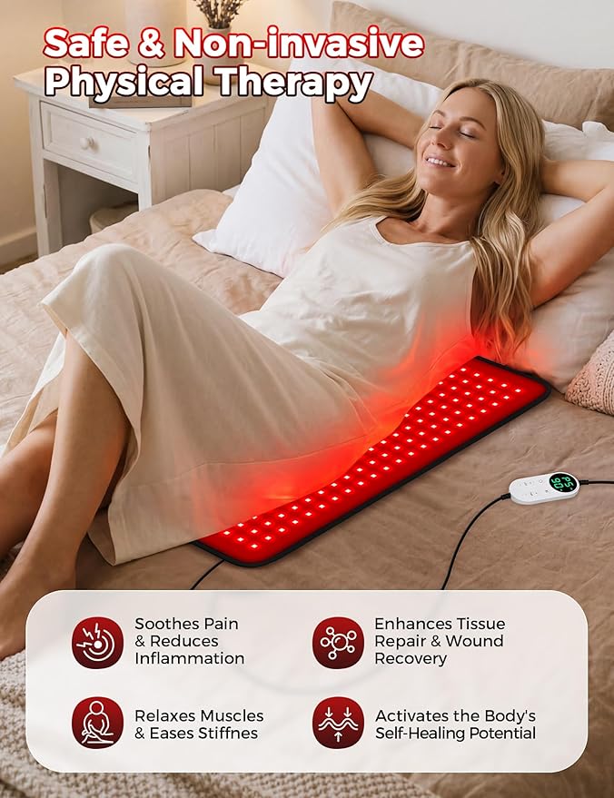Red Light Therapy Pad for Body 24x12 Near Infrared Light Deep Therapy Wrap for Back Shoulder Waist Pain Relief Red Light Therapy Belt with 242 LEDs (660nm &amp 850nm) 3 Modes/5 Power