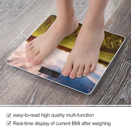 Soccer Ball on A Field Scale for Body Weight Highly Accurate Digital Bathroom Scale Sturdy Tempered Glass Weighing Scales with LCD Display Fashion Body Fat Smart Scales 400lb