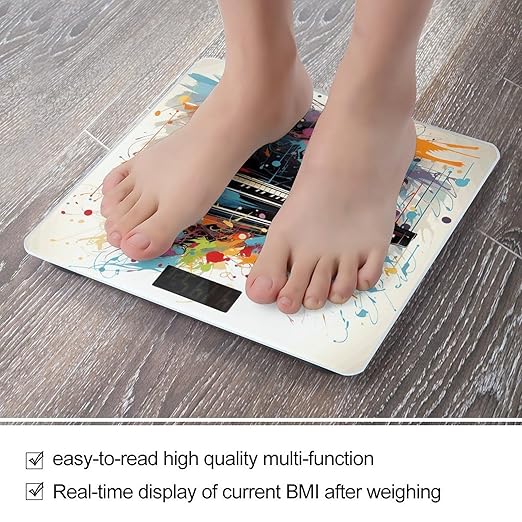 Color Music Digital Bathroom Scale for Body Weight Weighing Scale with Backlit LCD Display High Precision Measurements &amp Measures Weight Up to 180kg