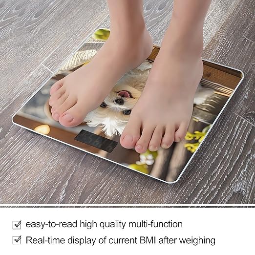 Cute Maltese Puppy Dog Weight Scale Highly Accurate Digital Weighing Scale with Large LCD Display Smart Bathroom Scales for Home Bedrooms and Gift Giving