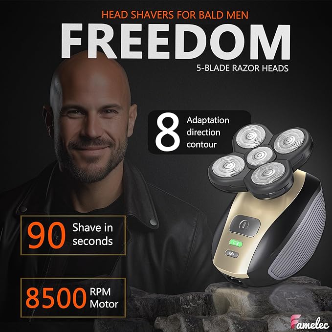 3 Pack Freedom Shaver Heads Compatible with Freedom Grooming Replacement Blades for Bald Men Head Shaver Kit Refills Waterproof Razor Kits Fit for Electric Razor Shaver Replacement Blades