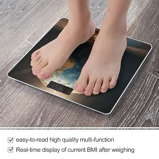 World Map Weight Scale Cute Bathroom Scale for Body Highly Accurate Digital Weighing Machine for People Compact LCD Display Scales with Sturdy Toughened Glass Scales