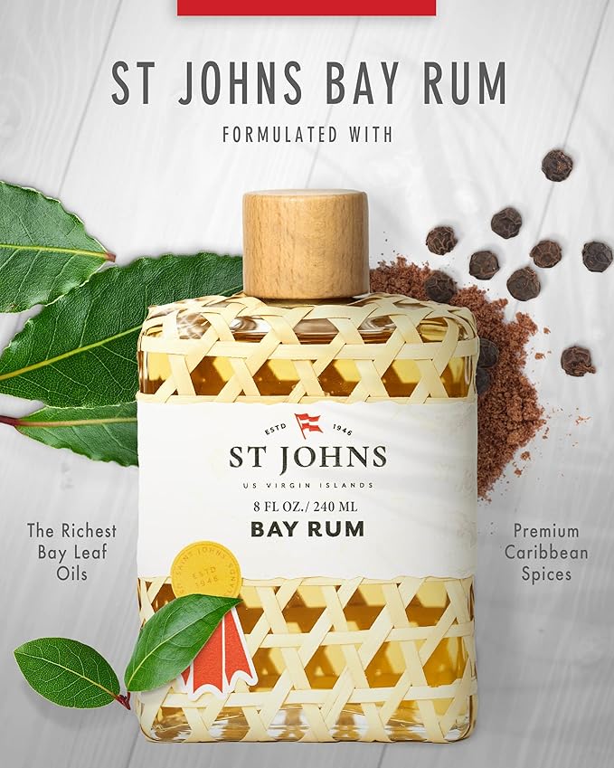 St. John Vetiver Aluminum Free Deodorant with Aftershave and Cologne | Made with Bay Leaves from The Virgin Islands | Bay Leaf After Shave Fragrance for Men | (8 oz Splash Bottle)