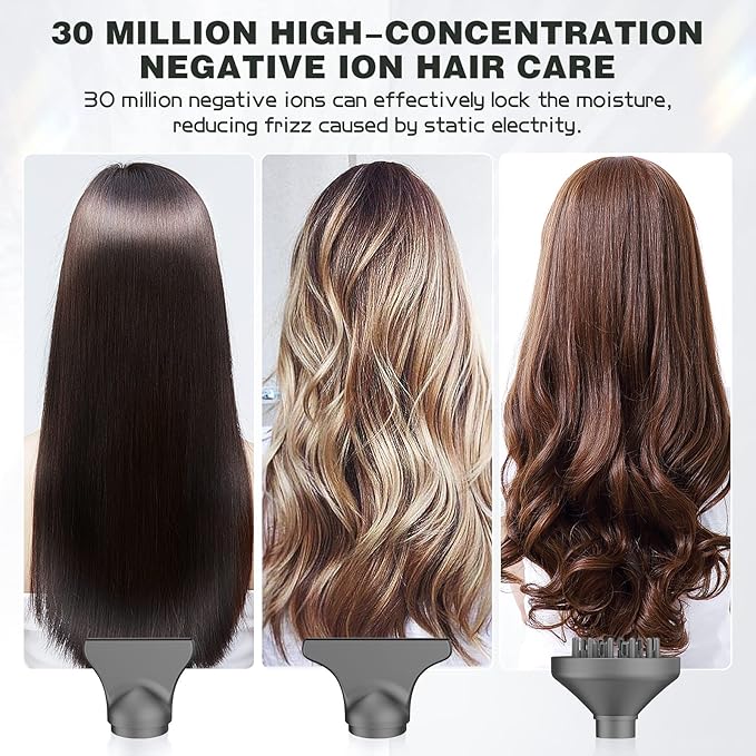 slopehill Professional Ionic Hair Dryer with Diffuser - Lightweight Compact Powerful &amp Fast Salon Blow Dryer with High Speed Brushless Motor for Travel Women &amp Men (Ceramic Dark)