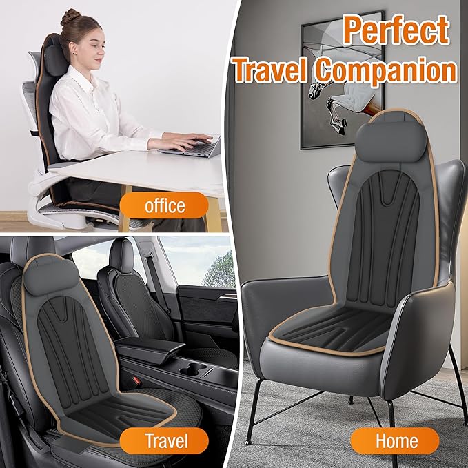 SLOTHMORE Vibration Back Massage Cushion with Heat Back Massager Cushion with 5 Massage Modes Heated Massage Pad for Office Chair &amp Home Relaxation