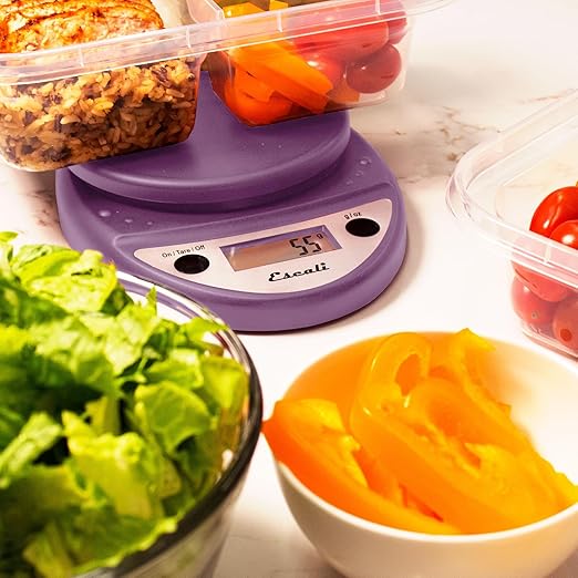 Escali Primo Digital Food Scale Multi-Functional Kitchen Scale and Baking Scale for Precise Weight Measuring and Portion Control 8.5 x 6 x 1.5 inches Lavender