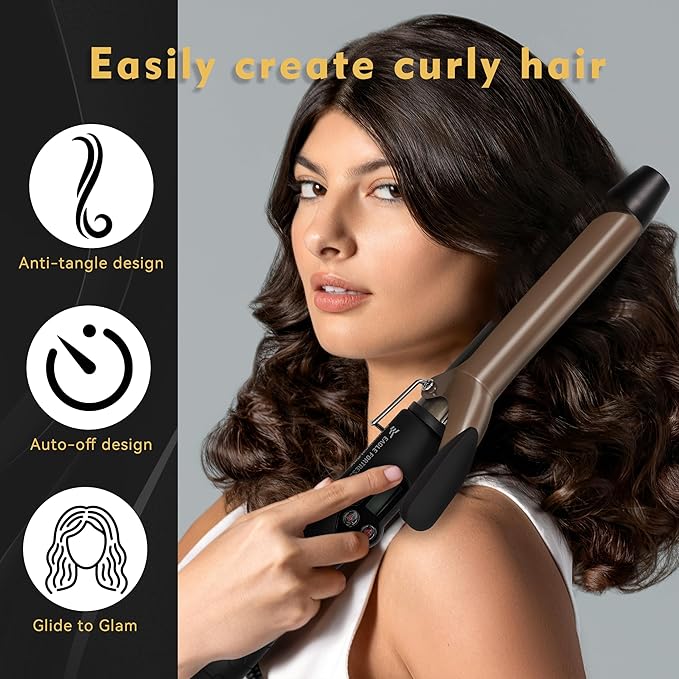 Eagle Fortress Curling Iron 1 Inch | Hair Curler &amp Curling Wand with Digital Display for Smooth Long-Lasting Curls | Fast Heating Ceramic Barrel