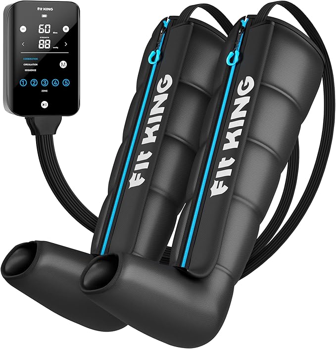 FIT KING Cordless Recovery System Professional Air Compression Massager Reduces Muscle Pain and Improves Circulation Warm-up and Fast Recovery for Athletes Customized Zone Massage Optional (Large)
