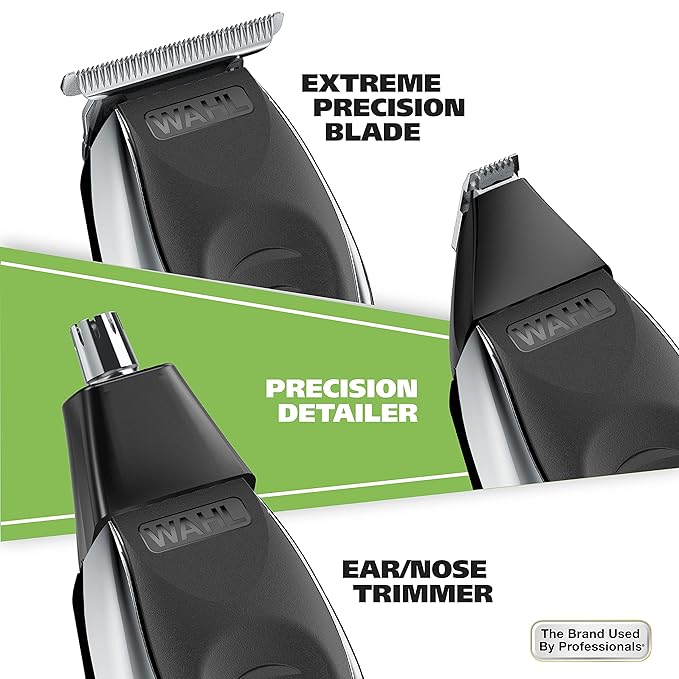 Wahl Aqua Blade® Rechargeable Wet/Dry Lithium-Ion Deluxe Beard Trimmer for Men - Interchangeable Heads for Detailing Hair Mustache and Body Grooming - Model 9899-100