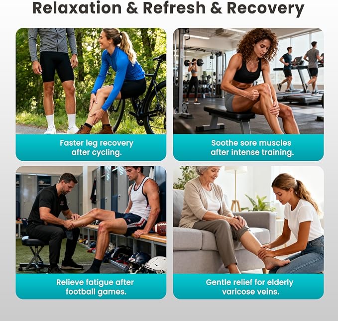 Professional Air Compression Leg Massager for Circulation and Pain Relief Cordless Full Leg Recovery Boots with Dual Controllers Sequential Compression Therapy Machine - Pair L