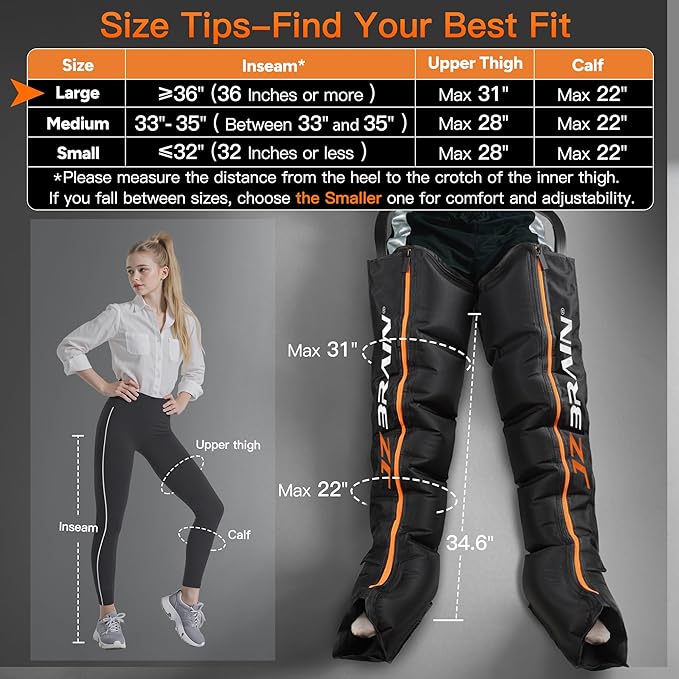 Air Compression Leg Recovery System : Sequential Full Leg Compression Boots for Circulation &amp Fast Recovery - Plug-in &amp Portable Leg Massager for Athletes Gym FSA-HSA Eligible (Large)