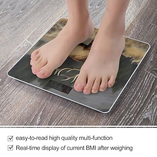 Bull Elk Scale for Body Weight Safe Rounded Corners Tempered Glass Digital Bathroom Scale LED Display 400lb Capacity Weight Scales with High Precision Sensors