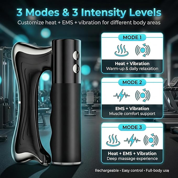 Sculptor Full Body Contour Device with Heat &amp EMS Cellulite Massager Skin Firming &amp Lymphatic Drainage Muscle Relief Better Circulation Electric Fascia Knife for Belly Arm Waist Leg (Blac
