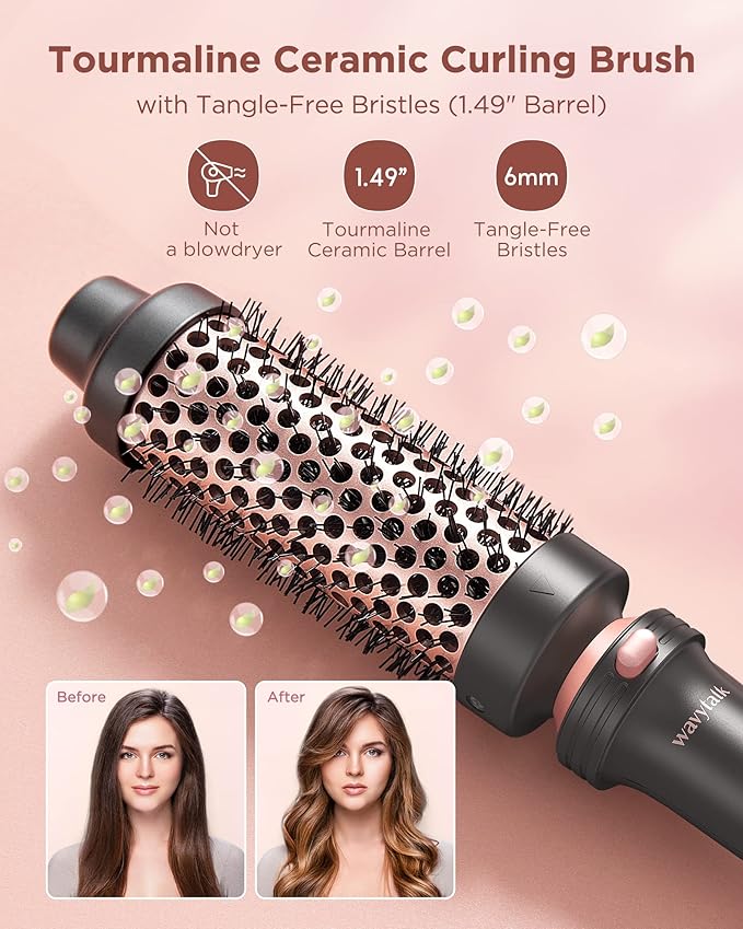 Wavytalk Salon Flat Iron Hair Straightener Negative Ion Flat Iron with Titanium Plates 5 in 1 Curling Iron Set with Curling Brush and 4 Interchangeable Ceramic Curling Wand (0.35-1.25”)
