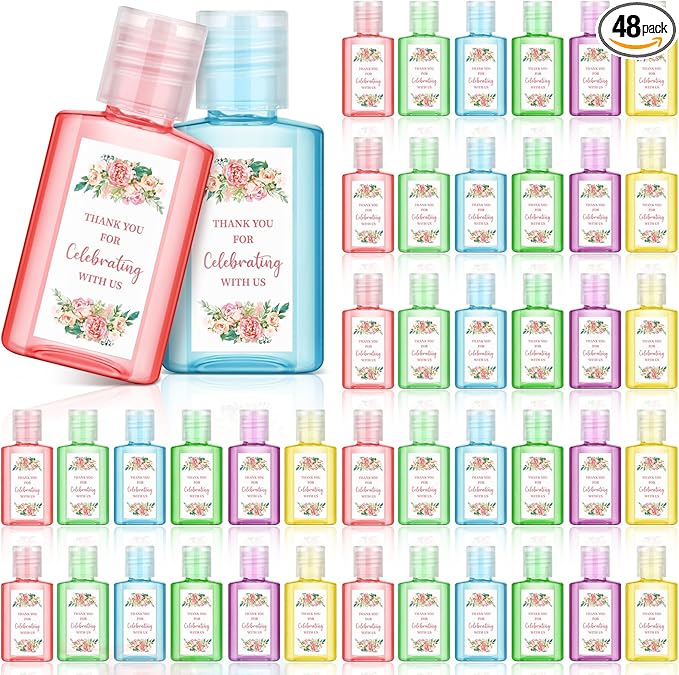 Gejoy 48 Pack Mini Hand Sanitizer Bulk Wedding Party Favors for Guests Hand Sanitizer Travel Size Thank You Hand Soap Gifts for Wedding Personalized Bridal Baby Shower Party Supplies
