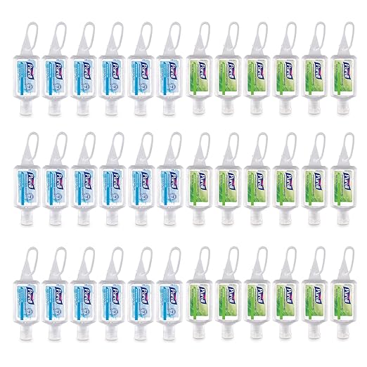 PURELL Advanced Hand Sanitizer Variety Pack Naturals and Refreshing Gel 1 fl oz Travel Size Flip Cap Bottle with JELLY WRAP Carrier (Pack of 36) - 3900-36-CMRFRAG