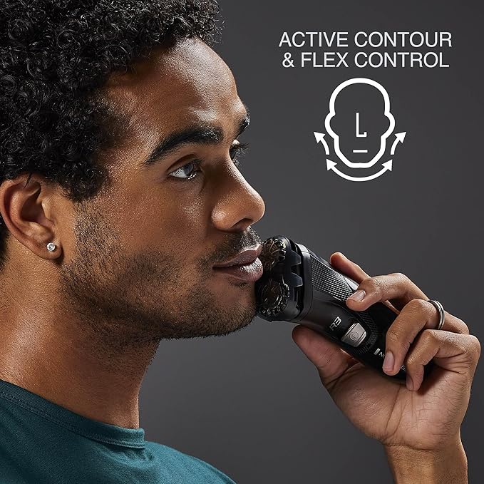 Remington R3 Style Series Rotary Shaver for Men Flexing Technology and Sensitive Skin Comfort Rechargeable Wet or Dry Electric Razor with Pop Up Trimmer and Stubble Attachment