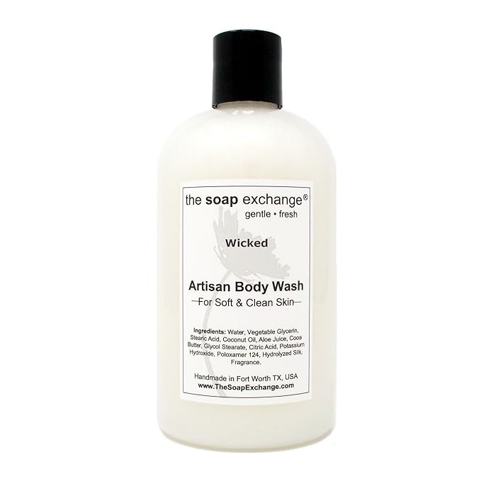 The Soap Exchange Body Wash - Wicked Scent - Hand Crafted 12 fl oz / 354 ml Natural Artisan Liquid Soap for Hand Face &amp Body Shower Gel Cleanse Moisturize &amp Protect. Made in the USA.