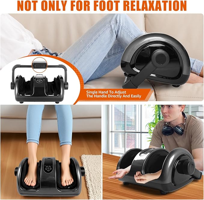 Shiatsu Foot Massager with Heat and Remote 360° Rotating Stand for Feet Calves and Arms Deep Kneading and Rolling Machine with Adjustable Intensity and Timerfor Home Office Relaxation