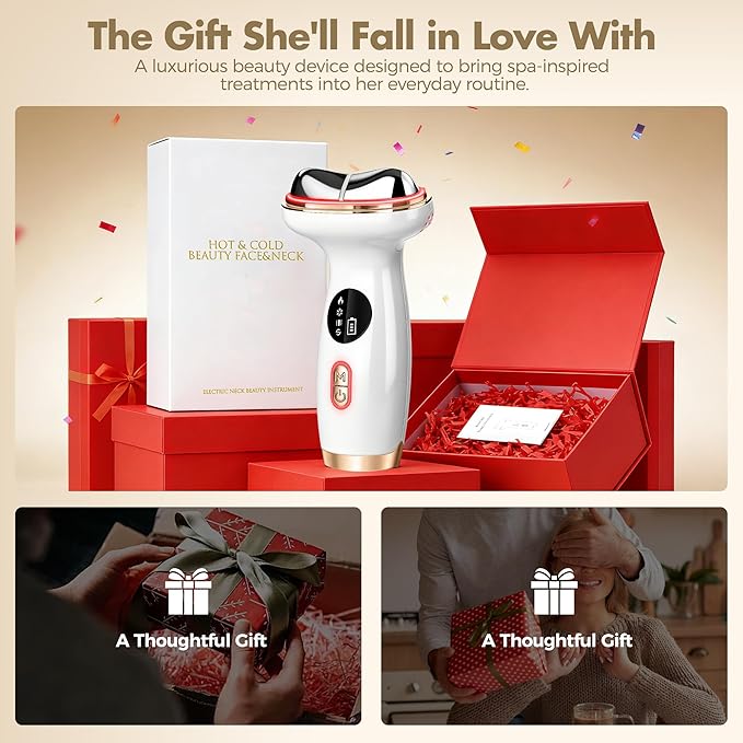 Heating Facial Massager for Neck and Face Electric Gua Sha Cold Face Depuffer to Shaping and Reduce Swelling Improves Skin Elasticity