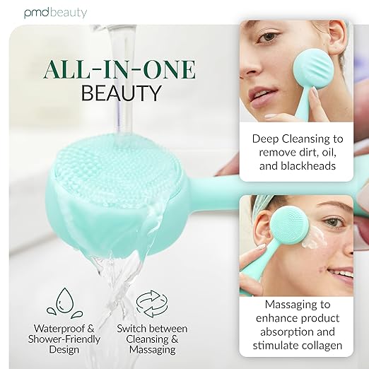 PMD Clean - Smart Facial Cleansing Device with Silicone Brush &amp Anti-Aging Massager