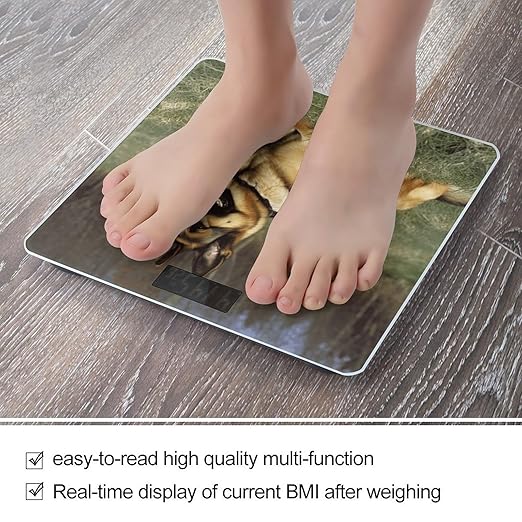 German Shepherd Dog Weight Scale for Body Weight Digital Bathroom Scale High Capacity Accurate Digital Weighing Scales and Easy-to-Read on Backlit LCD Display Scales