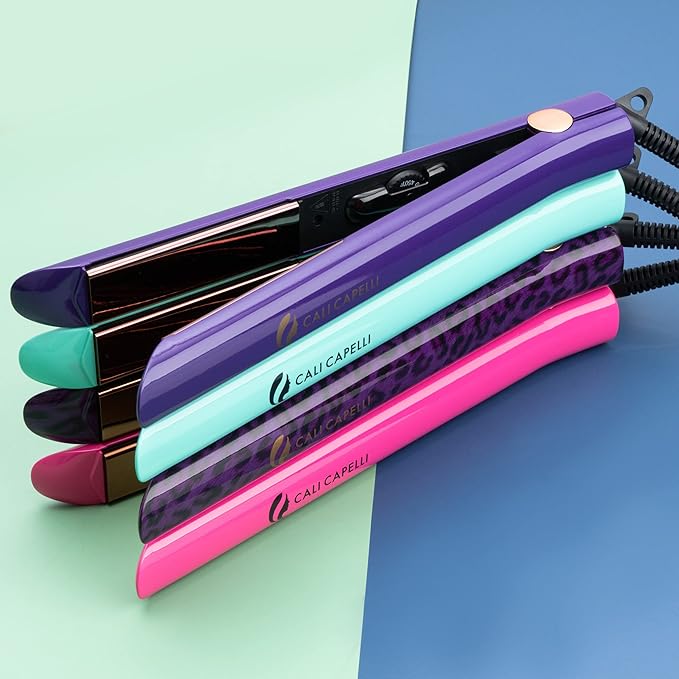 Flat Iron for Hair Styling – 1 Inch Infrared Hair Straightener with Rose Gold Titanium Floating Plates – Ionic Technology Smooths and Straightens Hair Without Pulling Heat Damage or Frizz (Purple)