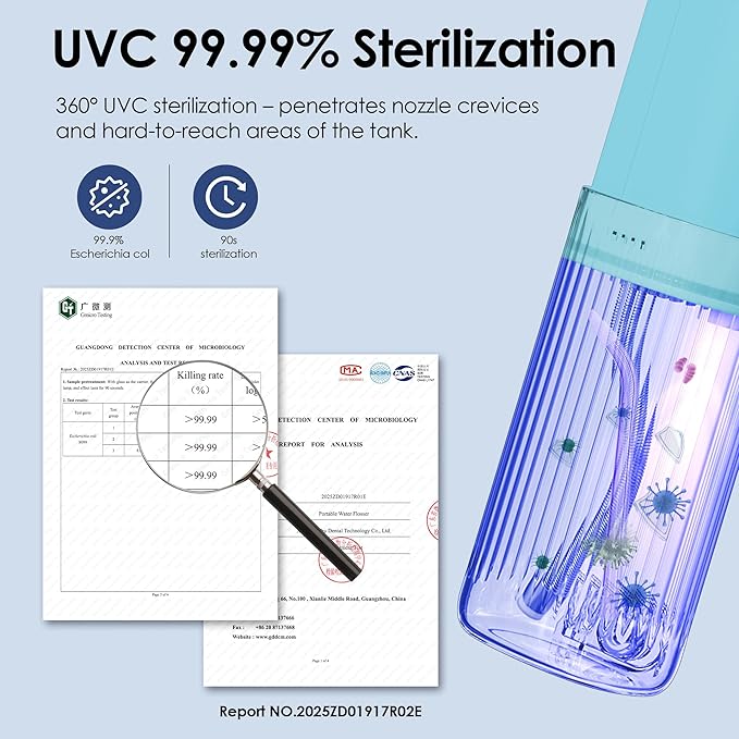 Portable Eco-Friendly Water Flosser 225ML Long-Lasting Endurance Travel Oral Irrigator for Gum Care/Implants/Braces (Green)