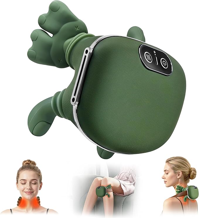 Neck Massager with Fingers Green Neck and Back Massager with Hand for Pain Relief Deep Tissue Hand Massager with Heat and Compression Bionic Electric 4D Kneading Thera Palm Massage