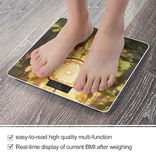 Dream Catcher Weight ScaleClear LED Display Bathroom Digital Weighing ScaleTempered Glass Digital Bathroom Scale for Body Weight Capacity Up to 400 Lbs