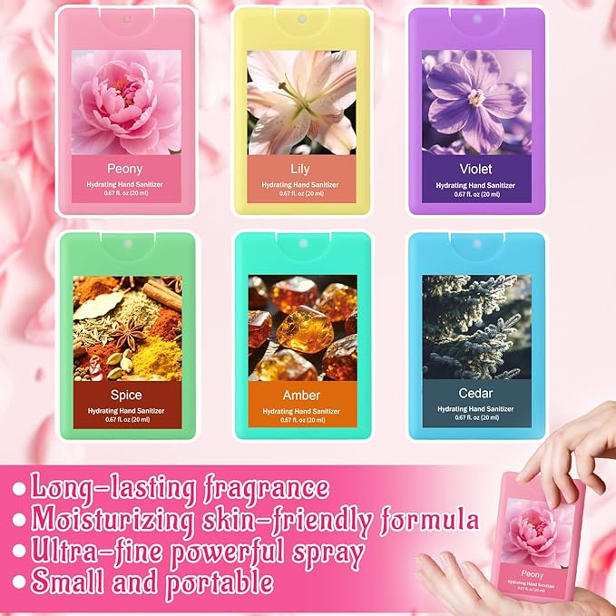 Dansib 24 Pack Hand Sanitizer Spray Bulk Spring Flower Travel Size Hand Sanitizer Mini Pocket Spray Gifts for Mothers Day Coworker Staff Teacher Holiday Favor