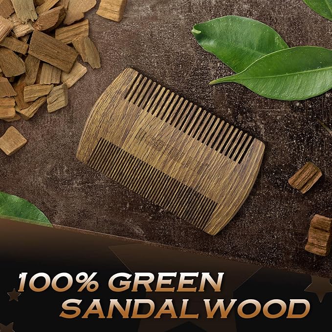 Bossman Sandalwood Comb + 2 Pack MUDstache Mustache Wax Bundle – Wide Tooth Comb for Beard with Strong 24-Hours Hold Taming &amp Styling Wax