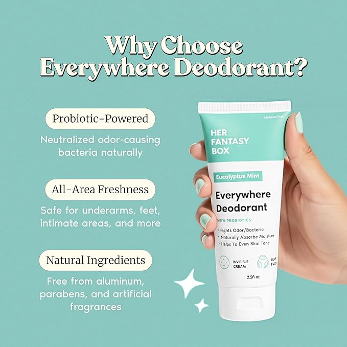 Her Fantasy Box | Everywhere Deodorant | with Probiotics (Mint)- 3 Pack