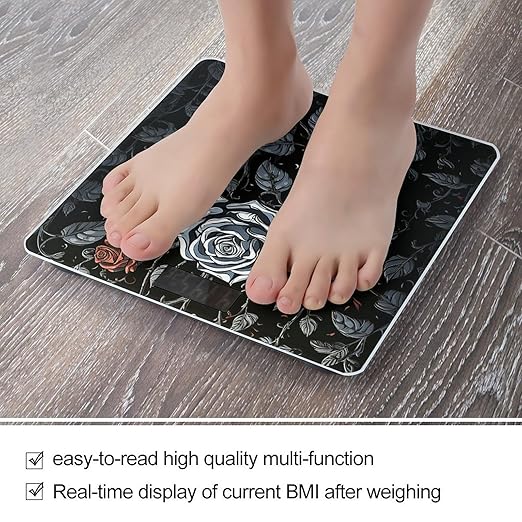 Rose Gothic Bathroom Scale for Body Weight LCD Display Digital Bathroom Scale Tempered Glass Bathroom Weight Scales Fashion Smart Scales for Home Bedroom 400 Lb