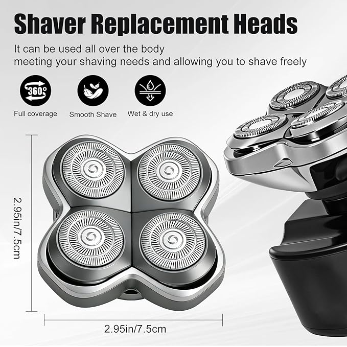 Pro 4 Shaver Replacement Heads Compatible with Skul Pitbulls Gold PRO Silver PRO Platinum PRO Butterfly Kiss PRO Head Shavers Floating 4 Heads for a Fast Close and Smooth Shave (3 Pcs)