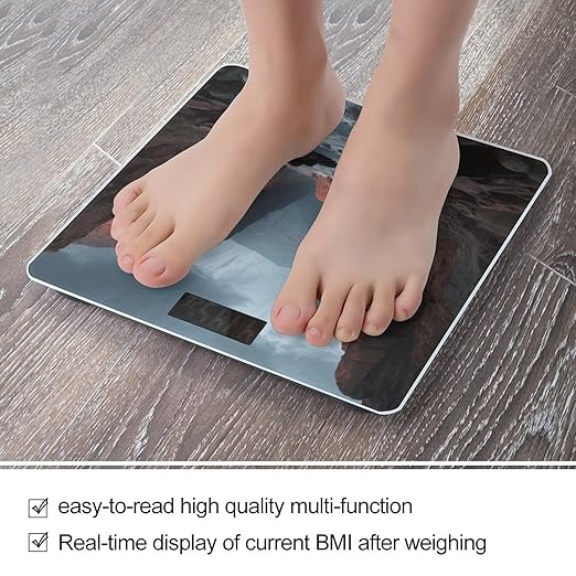 Topographic Bathroom Scale for Body Weight LCD Display Digital Bathroom Scale Tempered Glass Bathroom Weight Scales Fashion Smart Scales for Home Bedroom 400 Lb