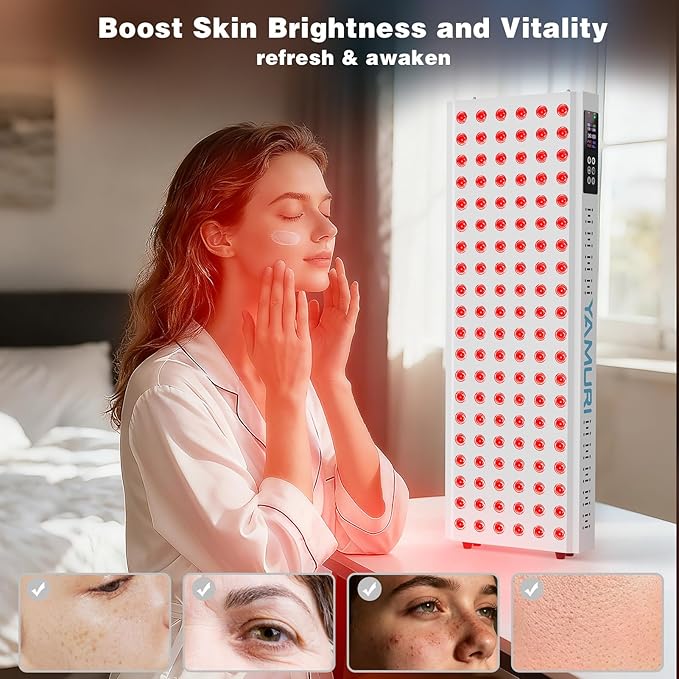 220W Red Light Therapy Panel Lamp for Face &amp Body - Infrared Red Light Therapy Device Dual Chip | High Power LED Light Therapy for Skin Recovery &amp Relaxation at Home - YA120