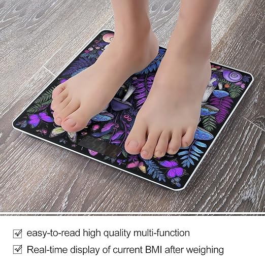 Automatic Switch Digital Bathroom Weighing Scale Smart Scale for Body Weight Witch Mystery Magic Mushroom Purple Leaf Trippy Mushrooms