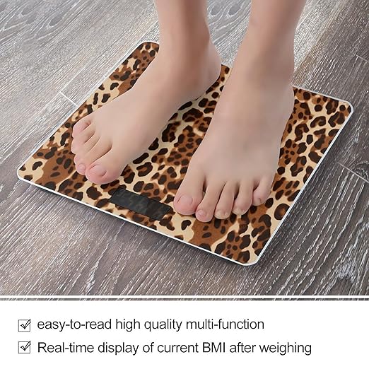 Bronze Brown Animal Print Smart Scale for Body Weight Accurate Bathroom Scale with LED Display Digital Weight Scales Weighing Machine High Precision Scales for Bath Home