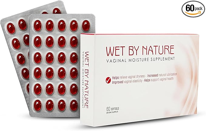 Wet by Nature | 60 Pills | Natural Feminine Hydration for Menopause Support &amp Lasting Comfort | Estrogen-Free Daily Oral Supplement to Help Relieve Vaginal Dryness Burning &amp Itching