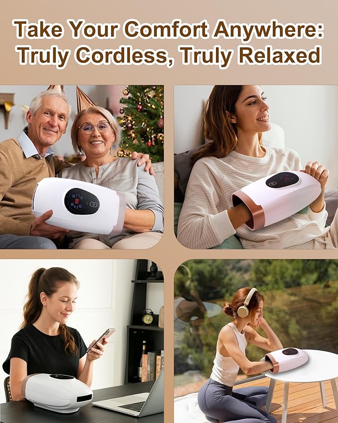 Hand Massager for Arthritis and Carpal Tunnel Relief Cordless Hand Massager with Heat and Compression 6 Modes 6 Intensities 3 Heat Levels Gifts for Women &amp Men Black