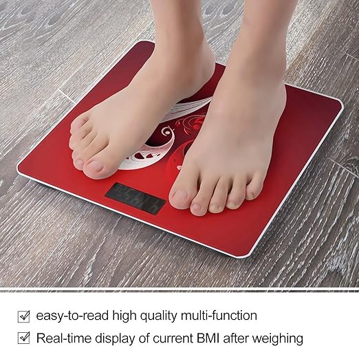 Heart Shaped Pattern Scale for Body Weight Anti-Slip Sturdy Tempered Glass Weighing Machine Highly Digital Accurate Bright LCD Bathroom Scale for Household Gift