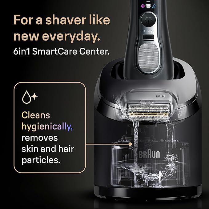 Braun Series 9 PRO+ Electric Shaver Pro SensoAdapt 6in1 SmartCare Center Wet &amp Dry Razor 9660CCPS Black