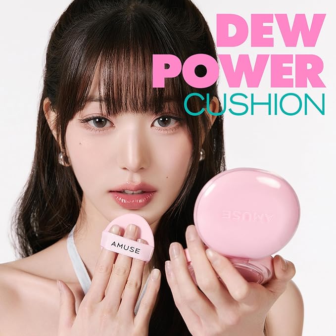 Amuse SEOUL Dew Power Vegan Cushion Foundation (1.5 NATURAL) | Dewy glow long-lasting double coverage clean beauty lightweight natural look hydrating cushion