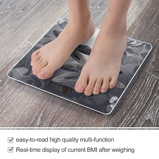 Dragonflies Grey Bathroom Scale Weight Scale for Body WeightHighly Accurate Digital Weighing Machine Clear LED Display Digital Bathroom Body Scale 400lb/182kg