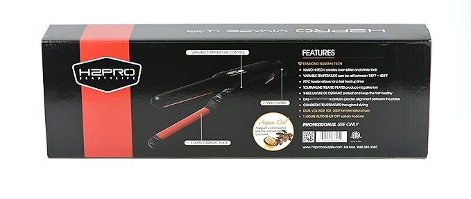 H2Pro Beauty Vivace Argan Oil Coated Plates Professional Ceramic Hair Iron Straightener Styling Iron 4/10 inch