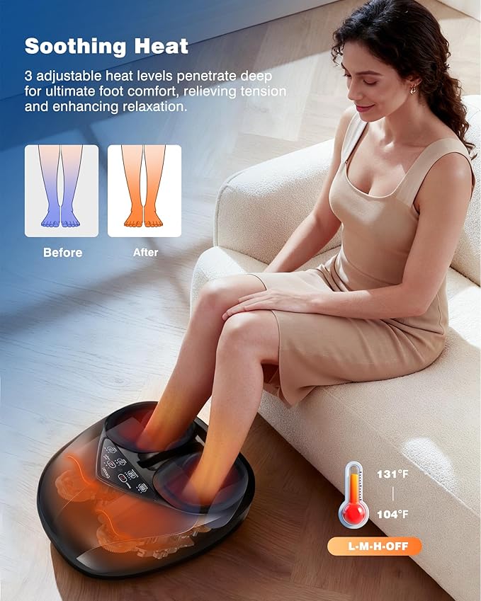 KNQZE Shiatsu Neck and Back Massager with Heat 4D Deep Tissue Kneading Massage for Leg 2026 Upgraded Lift-Arch Design 3D Deep Kneading Relief for Plantar FasciitisIdeal Gift for Mom Men