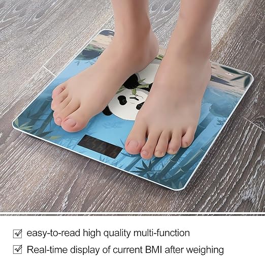 Giant Panda Weight Scale Cute Bathroom Scale for Body Highly Accurate Digital Weighing Machine for People Compact LCD Display Scales with Sturdy Toughened Glass Scales