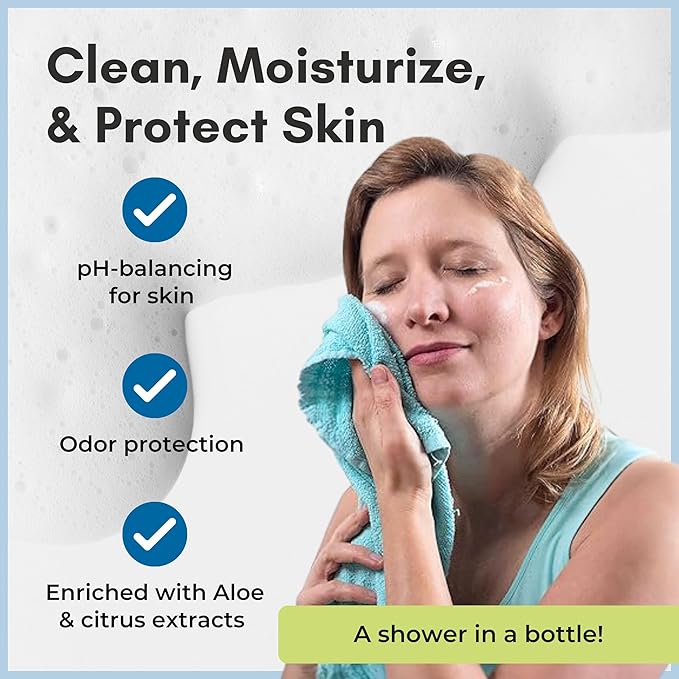 Nurture Rinse Free Waterless Foaming Cleanser | Women Camping Elderly &amp Hospital Care | Waterless Shower &amp Bath Wash w/Aloe for Sensitive Dry Skin