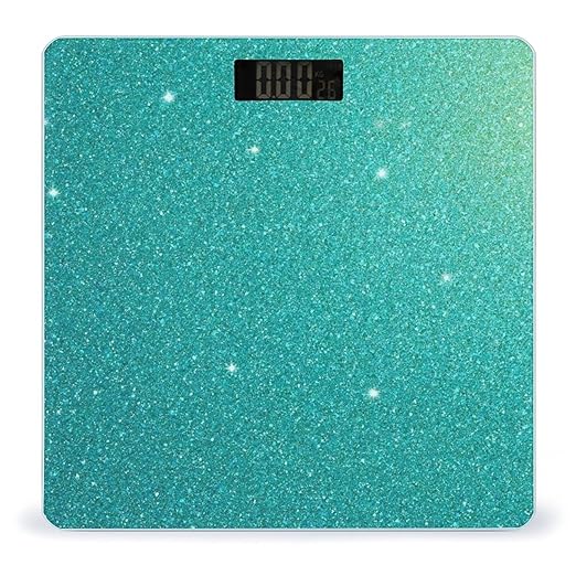 Smart Scale for Body Weight Digital Bathroom Weighing Scale Energy Saving Scale Teal Blue Glitter Sparkle Texture